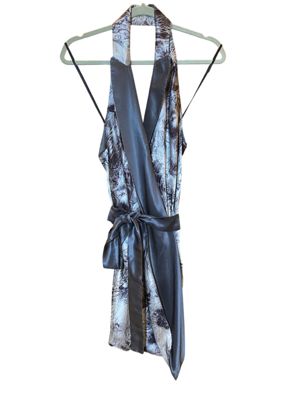 VTG Patrizia Pepe 100% Silk Tuxedo Halter Wrap Dress • Y2K Archival Silk Satin 4